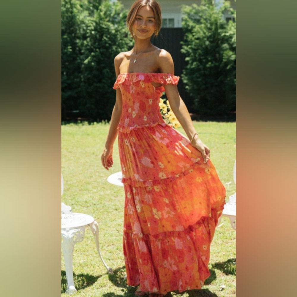 Abel The Label Floral Off-Shoulder Maxi Dress